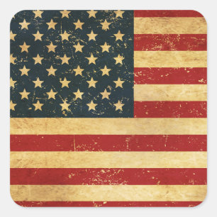 Adesivo Quadrado Bandeira do USA Vintage Grunge