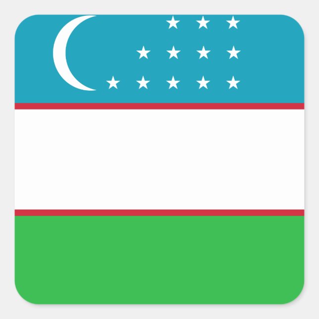 Adesivo Quadrado Bandeira do Usbequistão (Frente)