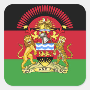 Adesivo Quadrado Bandeira e Casaco de armas do Malawi