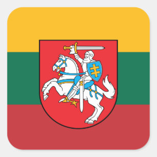 Adesivo Quadrado Bandeira e Casaco de armas lituana, Bandeira da Li