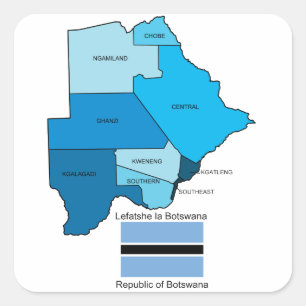 Adesivo Quadrado Bandeira e mapa de Botswana