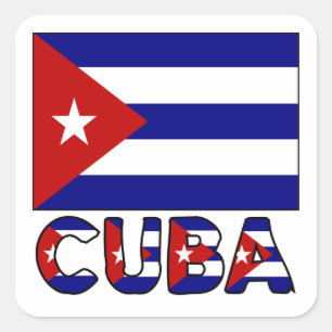 Adesivo Quadrado Bandeira e Palavra Cuba Escuro
