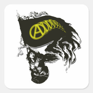 Adesivo Quadrado Bandeira esfarrapada capitalista de Anarcho com