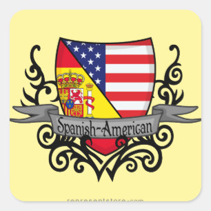 Adesivo Quadrado Bandeira Espanhol-Americana do protetor