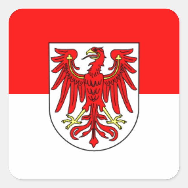 Adesivo Quadrado Bandeira - Fahne - Flagge - Alemanha - Brandeburgo (Frente)