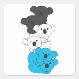 Adesivo Quadrado Bandeira Mascic Pride Lgbtq Cute Koala Pile Square