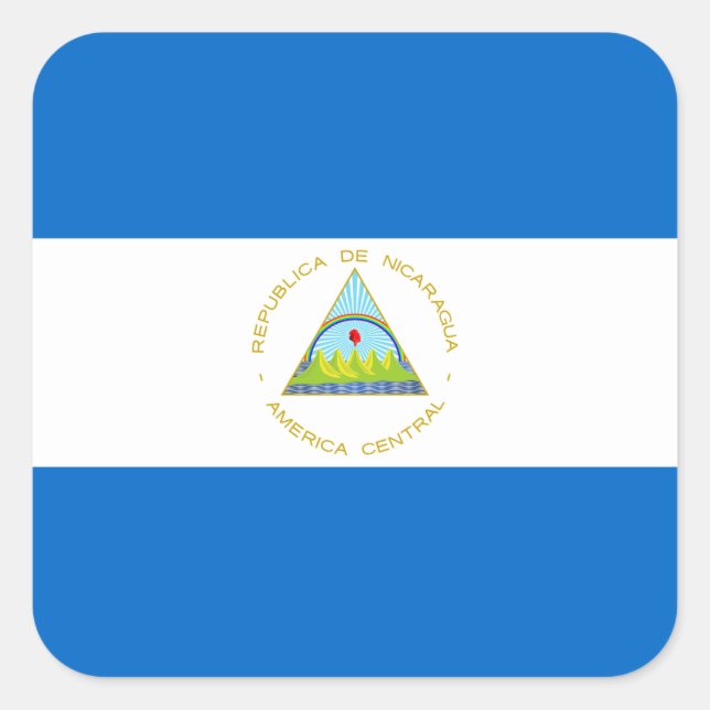 Adesivo Quadrado Bandeira Nacional da Nicarágua (Frente)