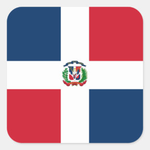 Adesivo Quadrado Bandeira nacional do mundo da República Dominican
