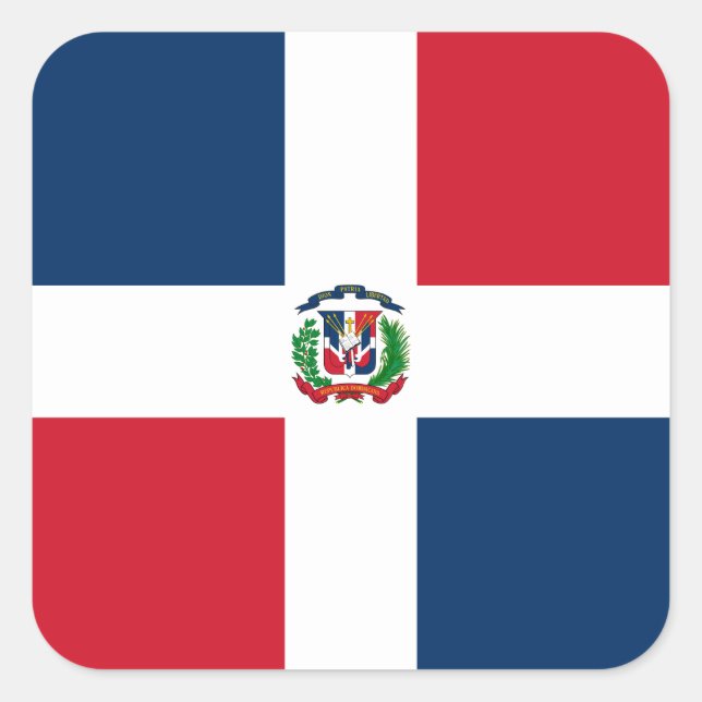Adesivo Quadrado Bandeira nacional do mundo da República Dominicana (Frente)