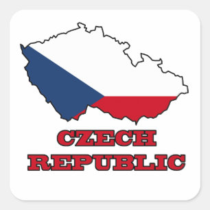 Adesivo Quadrado Bandeira no mapa da república checa