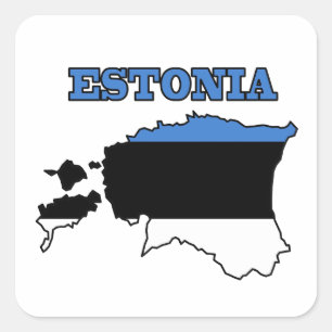 Adesivo Quadrado Bandeira no mapa de Estónia