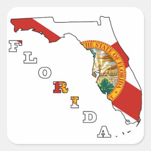 Adesivo Quadrado Bandeira no mapa de Florida