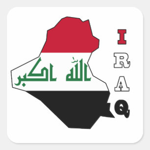 Adesivo Quadrado Bandeira no mapa de Iraque