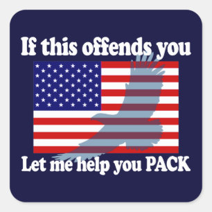 Adesivo Quadrado Bandeira & patriota de Eagle - bandeira dos EUA