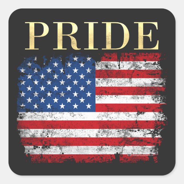 Adesivo Quadrado Bandeira Patriótica EUA Bandeira do Orgulho Patrió (Frente)