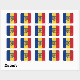 Adesivo Quadrado Bandeira Patriótica Romênia e romena, feriado/espo