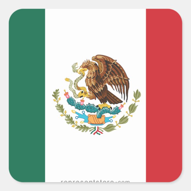 Adesivo Quadrado Bandeira Plana do México (Frente)