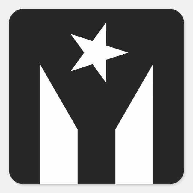 Adesivo Quadrado Bandeira preta do Sticker da Praça Porto Rico (Frente)