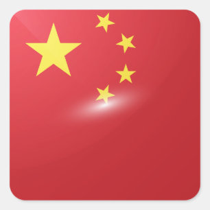 Adesivo Quadrado bandeira quadrada brilhante da China