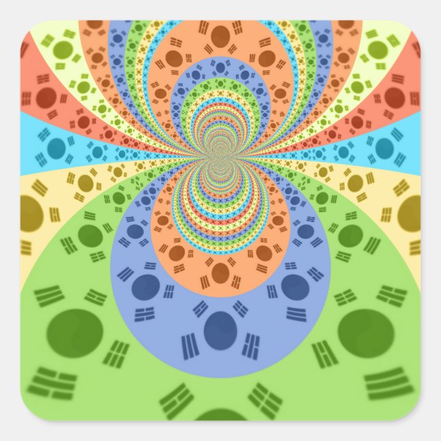 Adesivo Quadrado Bandeira Sul-Coreana Inspirou Abstrato Art Impress (Frente)