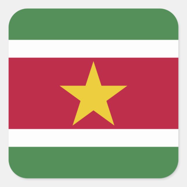 Adesivo Quadrado Bandeira Surinamesa, Bandeira do Suriname (Frente)