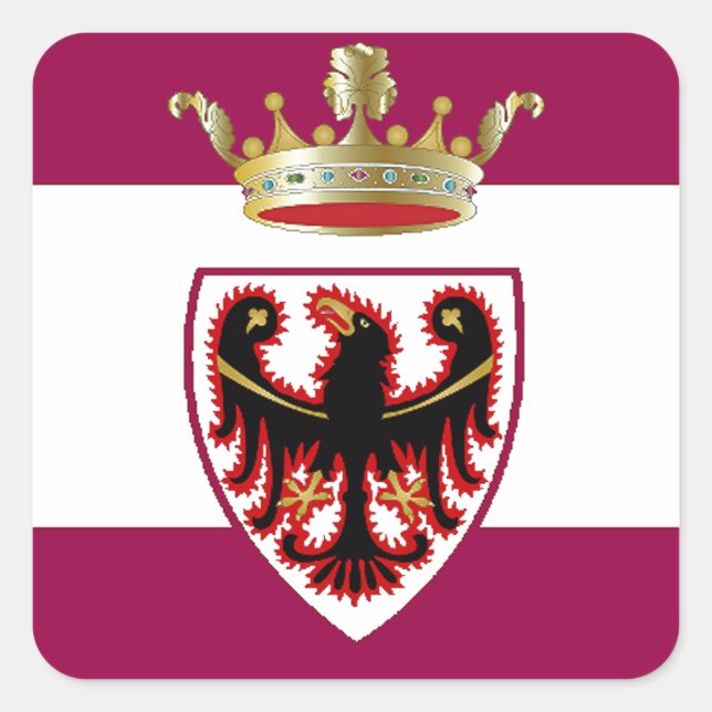 Adesivo Quadrado Bandeira Trentino (Itália) (Frente)