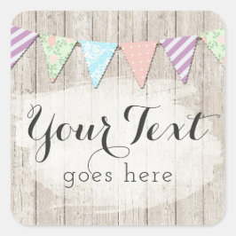 Adesivo Quadrado Bandeirolas Shabby Chic Country em Madeira Rústica