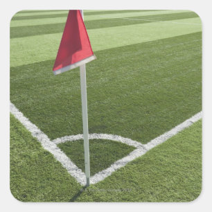 Adesivo Quadrado Bandeja da esquina vermelha no campo de futebol