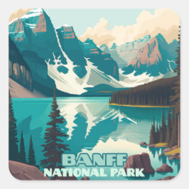 Adesivo Quadrado Banff National Park Moraine Lake Retro