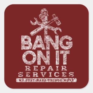 Adesivo Quadrado Bang On It Repair Services White Gfx Dark Red BG