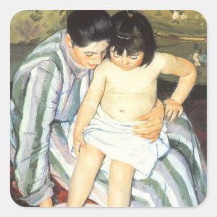 Adesivo Quadrado Banho da Criança por Mary Cassatt Impressionismo V