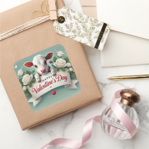 Adesivo Quadrado Banner de saudação do Dia de os namorados de reten