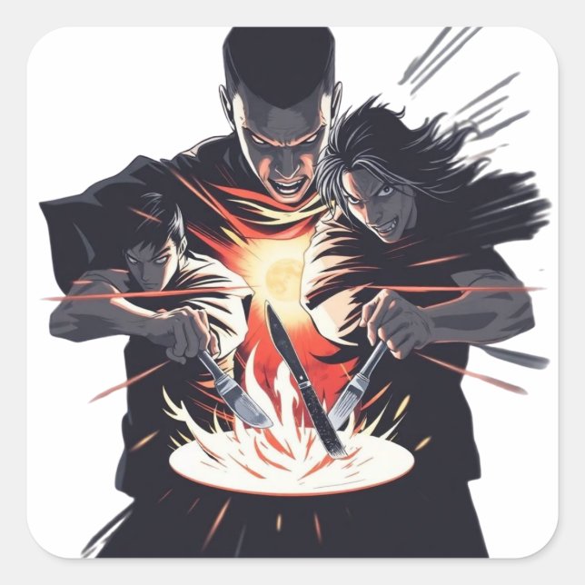 Adesivo Quadrado Banquete de Batalha: Levantamento dos Guerreiros C (Frente)