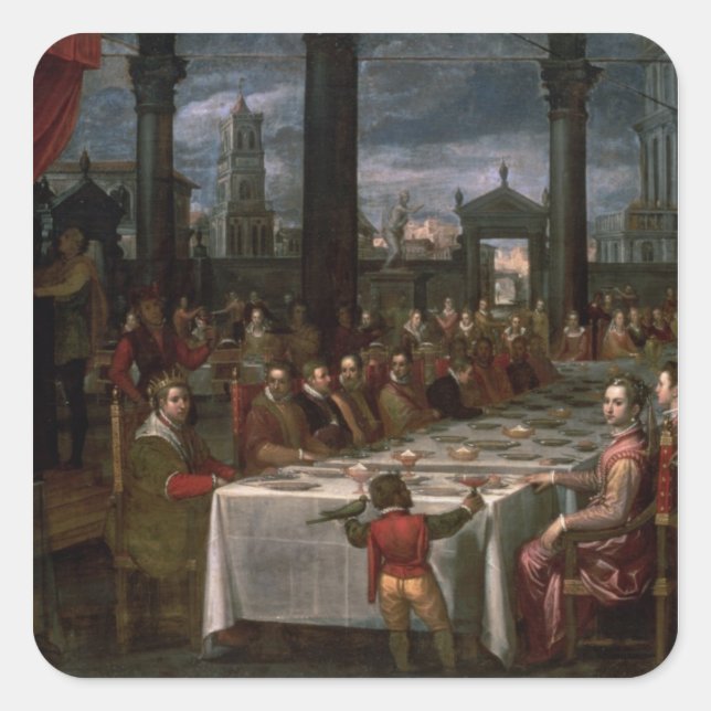 Adesivo Quadrado Banquete de casamento (Frente)