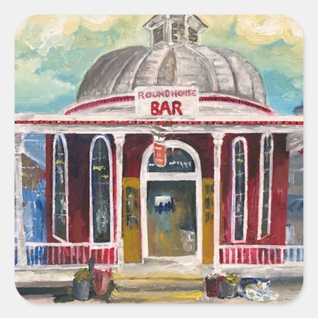 Adesivo Quadrado "Bar da casa redonda" (Frente)