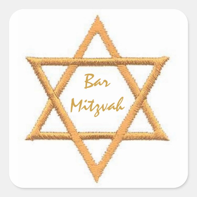 Adesivo Quadrado Bar Mitzvah/Estrela de David (Frente)