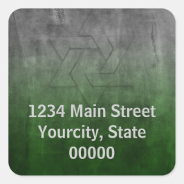Adesivo Quadrado Bar Mitzvah Grunge Green Return Endereço Seal