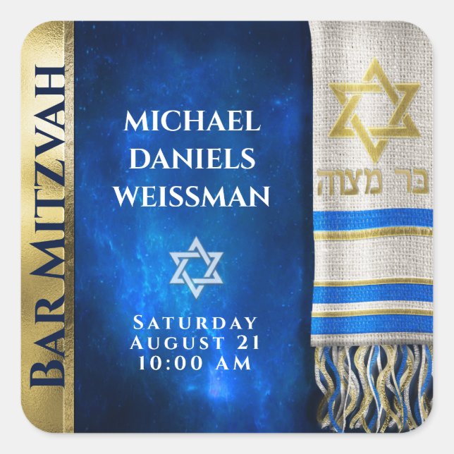 Adesivo Quadrado Bar Mitzvah Prayer Shawl (Frente)
