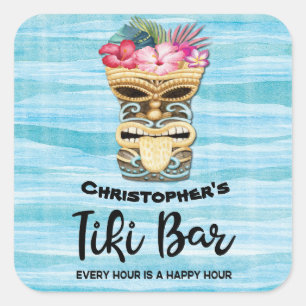 Adesivo Quadrado Bar Monogrammed Tiki