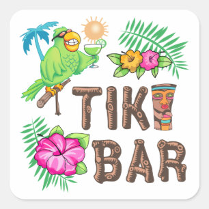 ADESIVO QUADRADO BAR TROPICAL TIKI