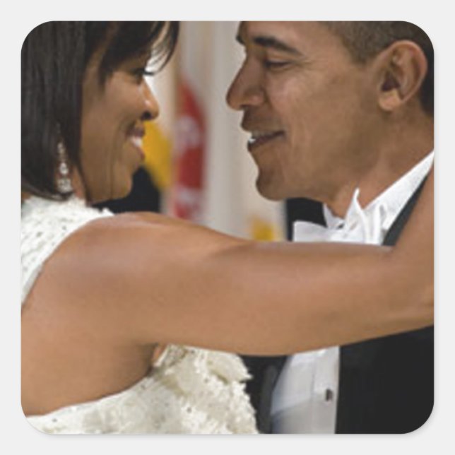 Adesivo Quadrado Barack e Michelle Obama (Frente)