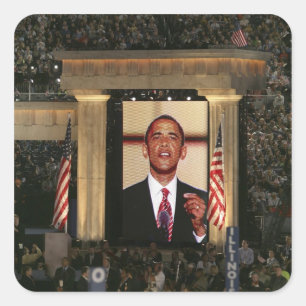 Adesivo Quadrado Barak Obama fala na última noite da