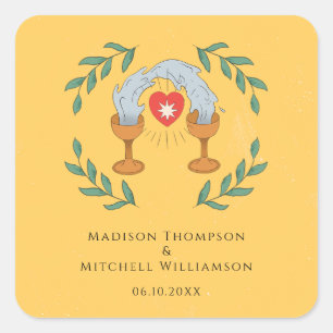 Adesivo Quadrado Baralho de Tarot Vintage Divinação Mística Casamen
