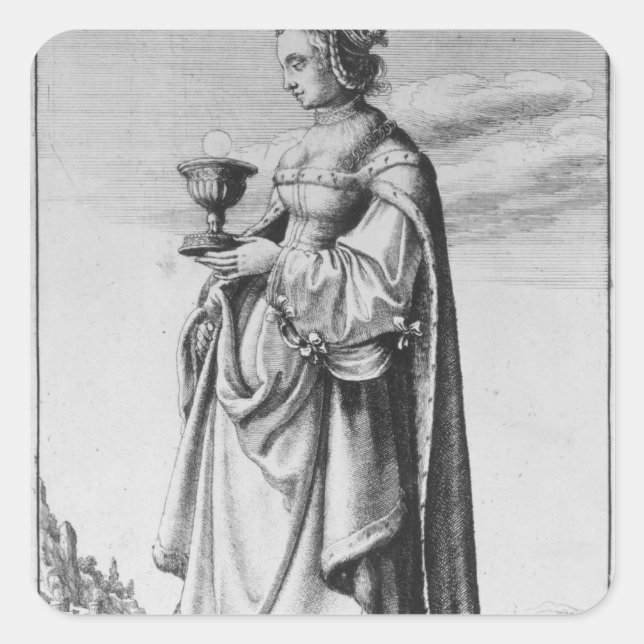 Adesivo Quadrado Barbara, gravada por Wenceslaus Hollar, 1647 (Frente)