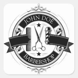 Adesivo Quadrado Barbearia Elegante Minimalista
