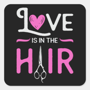 Adesivo Quadrado Barber Hair Stylist Hairdresser - Tesoura - Presen
