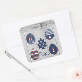 Adesivo Quadrado Barco costeiro em felz pascoa Náutico