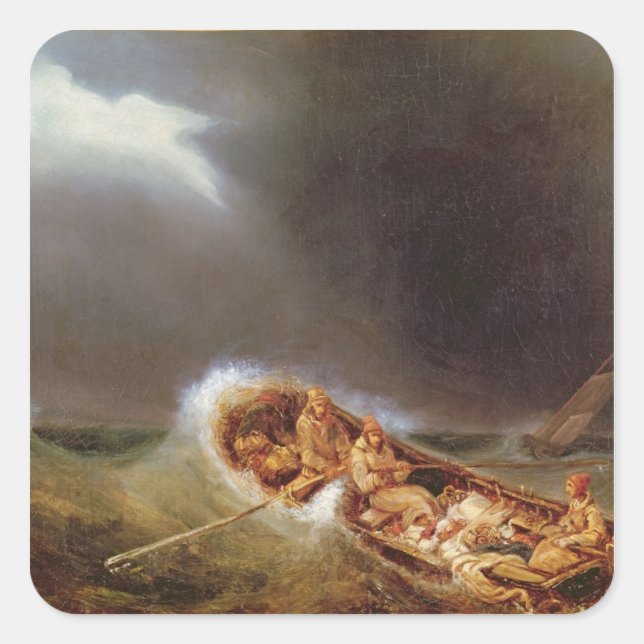 Adesivo Quadrado Barcos de Dieppe que regressam da pesca (Frente)