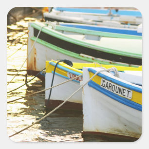 Adesivo Quadrado Barcos de pesca provençais típicos pintados em