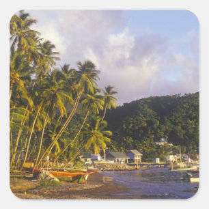 Adesivo Quadrado Barcos de pesca, Soufriere, St Lucia, Caribe